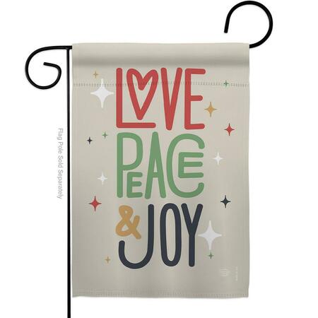 ORNAMENT COLLECTION 13 x 18.5 in. Love Peace & Joy Garden Flag with Winter Christmas Double-Sided  Vertical Flags OR579061